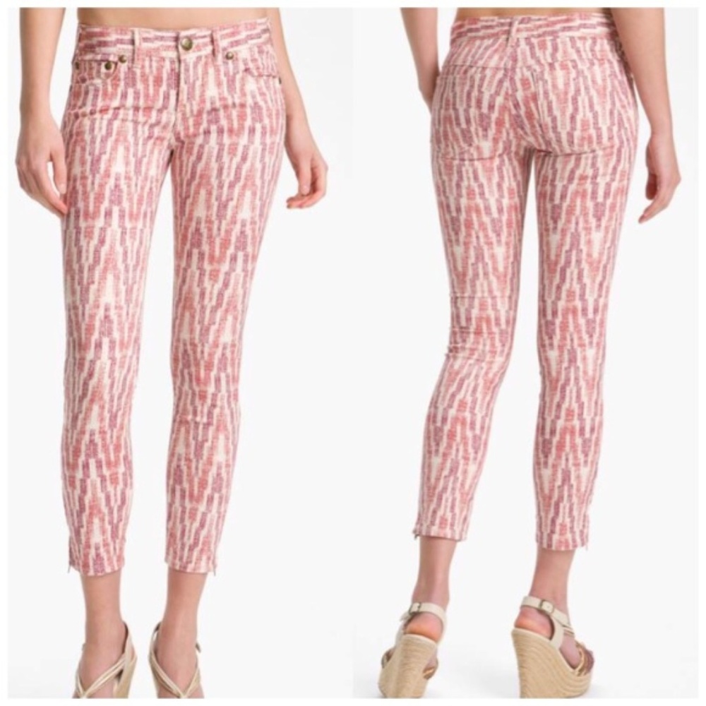 FREE PEOPLE IKAT PRINTED CROP ANKLE ZIPPER